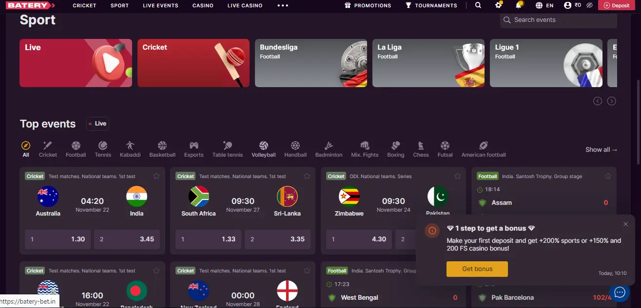 Start betting at Baterybet India Start betting at Baterybet India